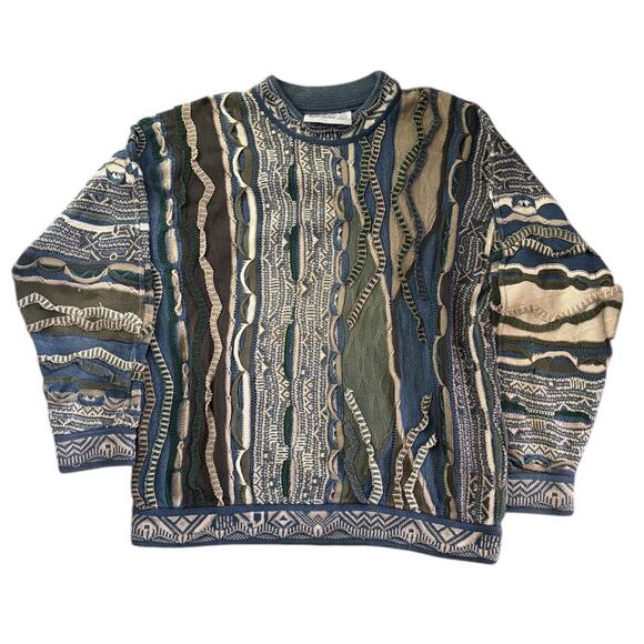 COOGI Blues Cotton 3D Knit Sweater Multicolor Mens Size L Vintage Australia